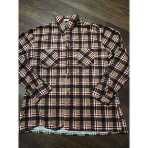 Dickies Shirt Mens L Brown Plaid Long Sleeve Flannel Button Up Workwear Casual
